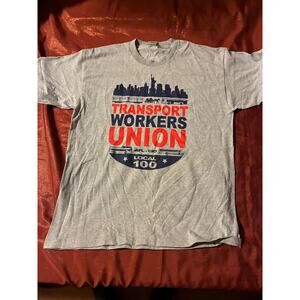 Bayside T-Shirt Mens XL Transport Workers Union Gray Short Sleeve Graphic Logo